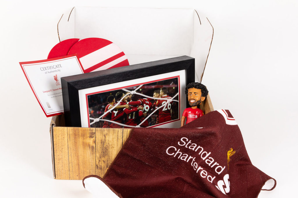 A head-on view of the unboxed Anfield custom subscription box.